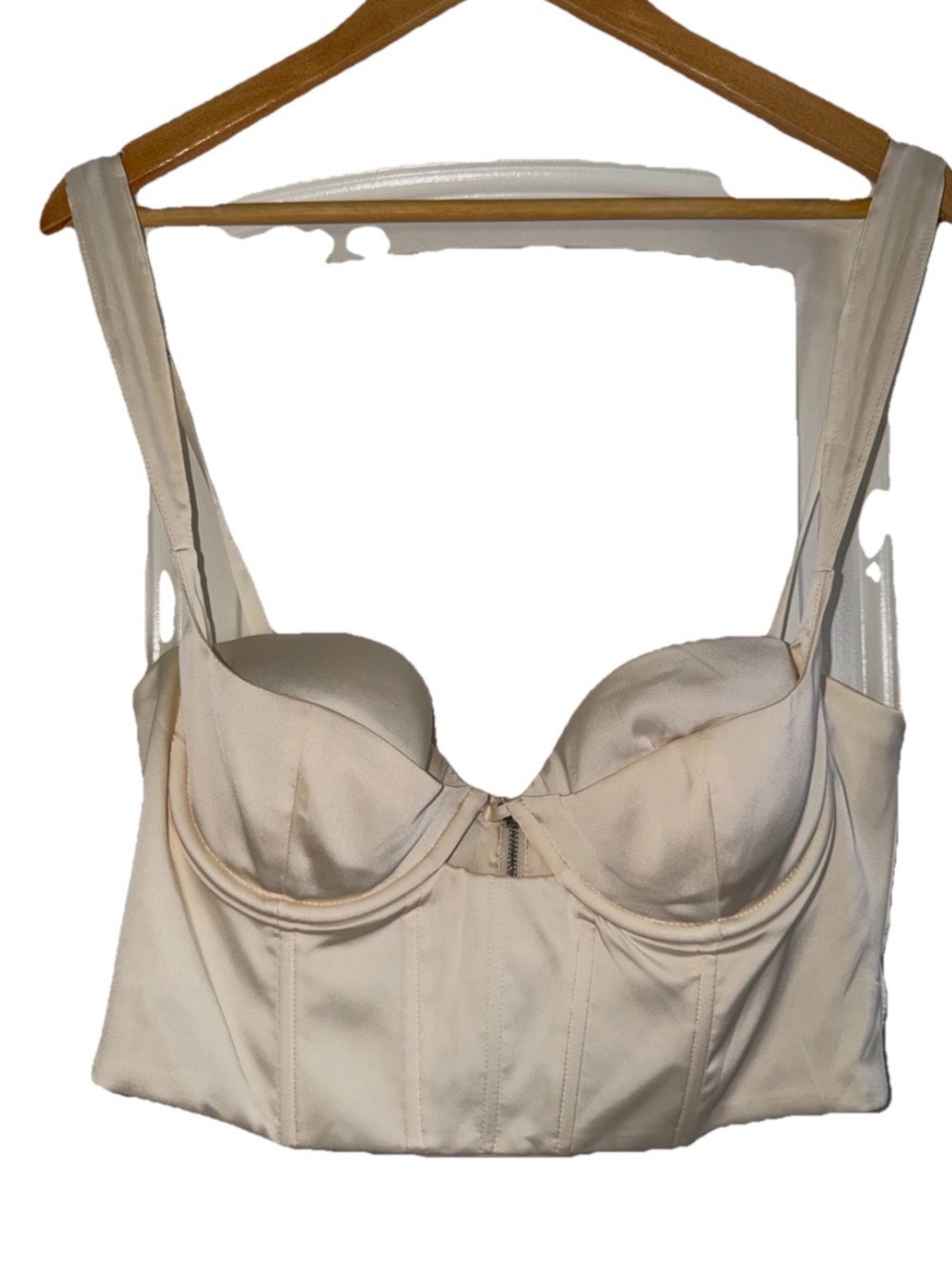 Oh Polly Cream Satin Bustier Crop Top Sz. 6